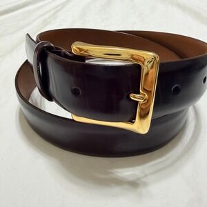 Bosca Wilsons Leather Belt Womens 30" Brown Leather Gold Buckle Made in USA